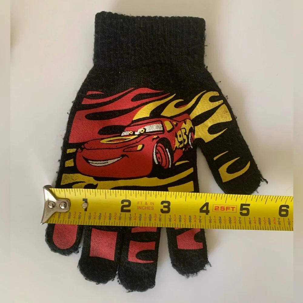 Disney Pixar Cars Knit Youth Gloves Black Red Yellow Boys